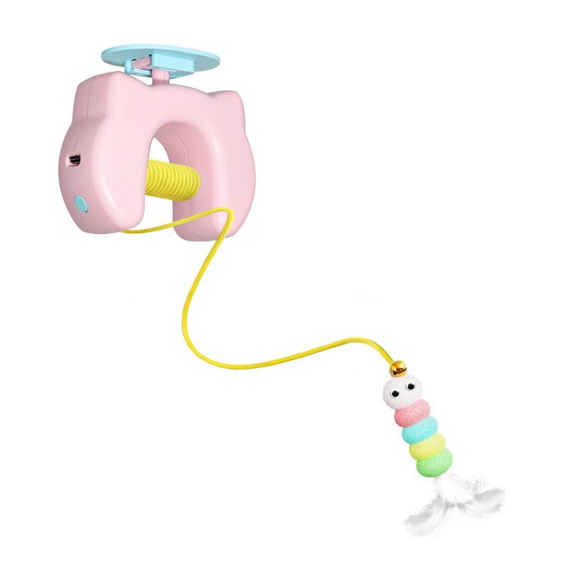 

Funny Pet Kitten Self Play Intelligent Hanging Feather Bell Automatic Lifting Lowering Swing Pet Self -Hi Elastic Rope Toys