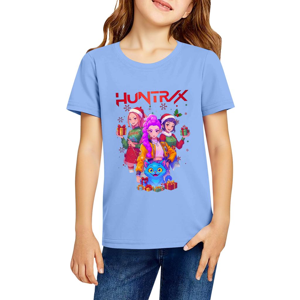 Fashionable Round Neck Short Sleeve Work Clothes Printed Tops For KID Summer Tops