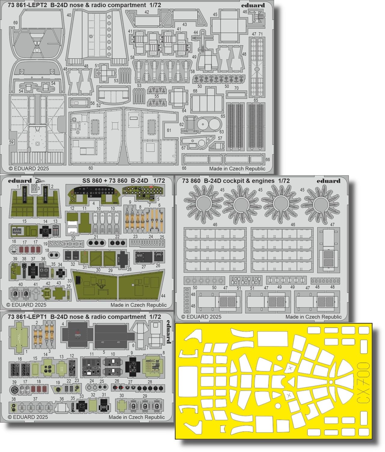 Eduard Big Ed Consolidated Aircraft Liberator Onderdelen Set Deel 1 Plastic Modelbouw Kit Onderdelen EDUBIG72189 1/72 B-24D (voor Airfix) (Vliegtuig)