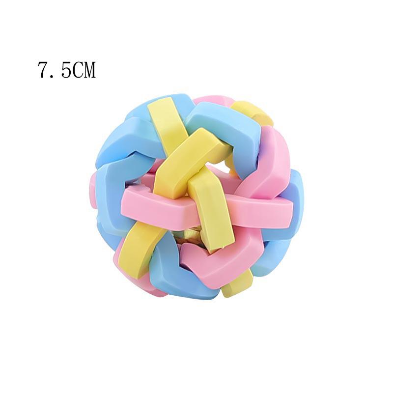 Jouets Interactifs Amusants Jouet pour Animal de Compagnie Coloré Doy Élasticité Balle à Mâcher Couleur Arc-en-ciel Caoutchouc Balle Sonore Cloche Forme Ronde Balle avec Cloche