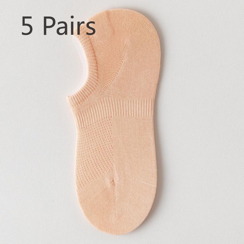 5 Paar Damen Kleine Frische Atmungsaktive Reiner Baumwolle Knochenlose Rutschfeste Unsichtbare Socken