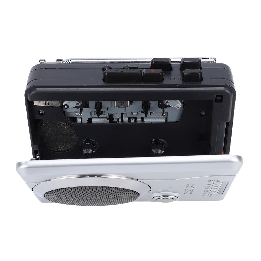 Tragbarer Kassettenplayer Recorder AM FM Radio mit eingebautem Lautsprecher Mikrofon Kopfhörer Batteriebetrieben Netzbetrieben