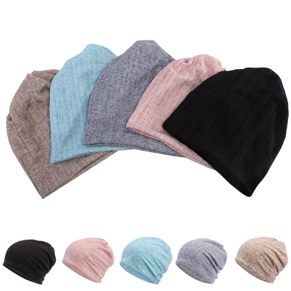Solid Color Gauze Pile Cap Elastic Hood Cover Cap Casual Bucket Hat  For Men Women