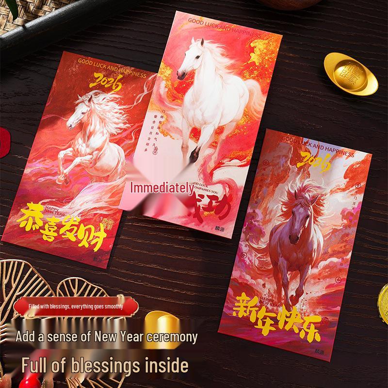 2026 Year of the Horse Red and Gold Lai See Envelopes – Auspicious Lucky Money Pockets