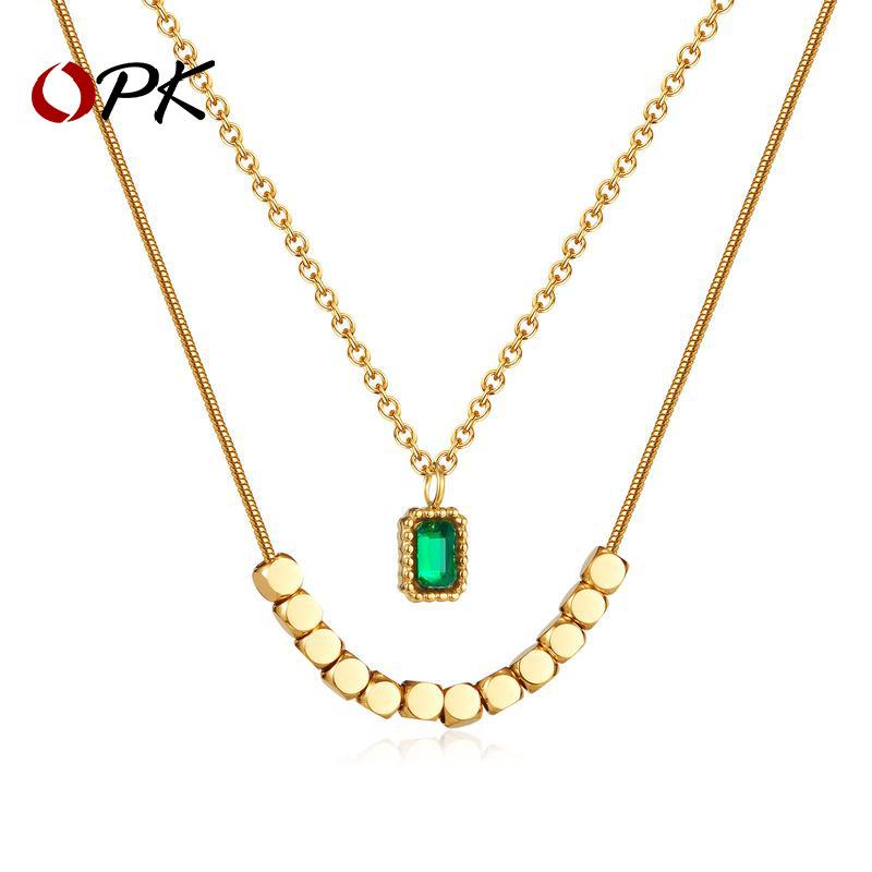 OPK Fashion Stainless Steel Small Cube Necklace Girl