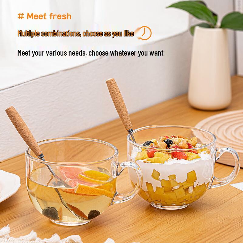Shāng Qí Portable Glass Oatmeal Mug Set with Lid and Spoon