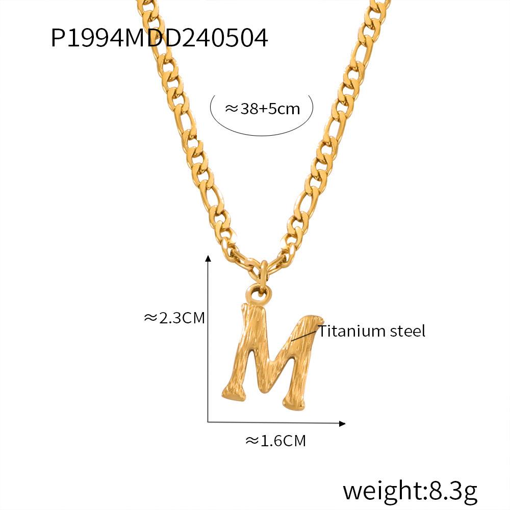 Simple Light Luxury Titanium Steel 26 Letter Necklace Niche Non-Fading Necklace Gold Tree Pattern Jewelry