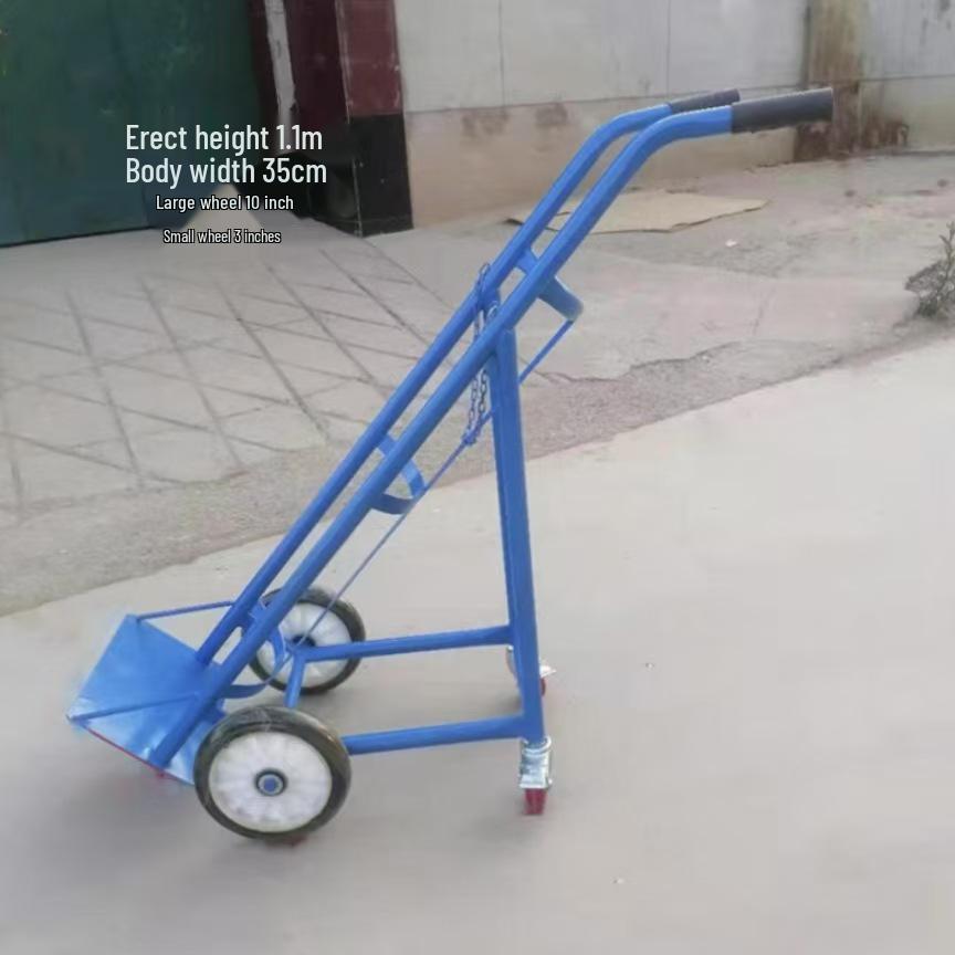 Dual-Bottle Oxygen-Acetylene Trolley: Large-Wheel Silent Foldable Cylinder Truck
