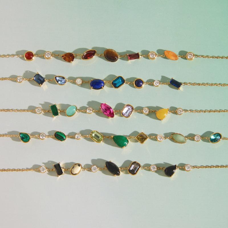 Natural Stone Zircon Crystal Pendant Necklace For Women  Gold Pvd Plated Stainless Steel Necklace Fashion Jewelry Gift