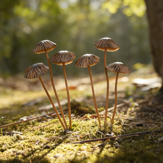 1/5/6/8/10Pcs Wrought Iron Mushroom Decoration Set Lightweight Stable Structure Desk Ornament Garden Home Decor