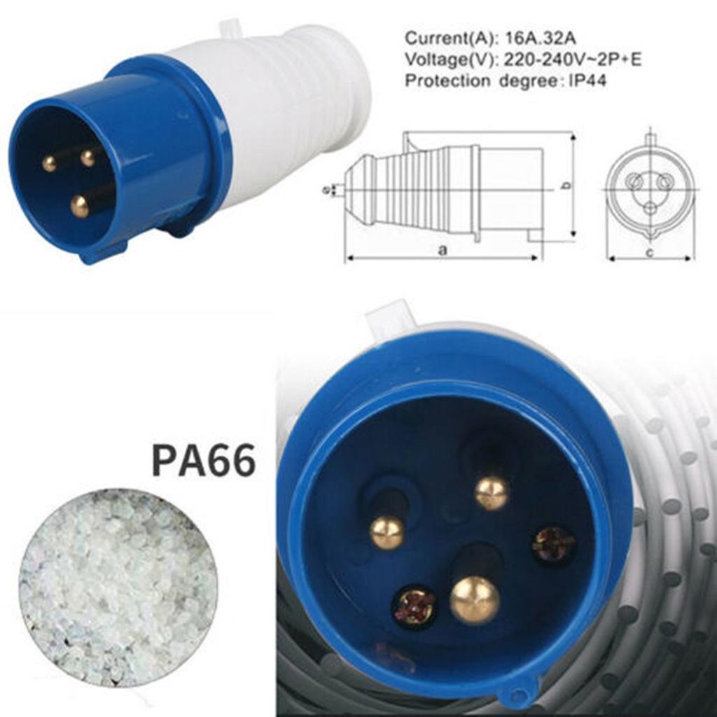 240V 16A 3 Pin Industrial Waterproof Plugs Socket  Male/Female IP44 2P For Caravan Motorhome Yacht Plug & Socket Connector