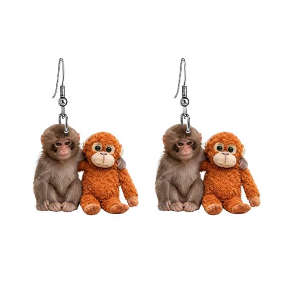 

1 Pair Acrylic Monkey Dangle Earrings 2D Flat Monkey Hook Earrings Hypoallergenic Women Animal Drop Earrings Fashion Jewelry Fans F