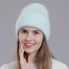 Korean Style Rabbit Fur Knit Hat for Women - Fashionable Autumn/Winter Headband with Earmuffs