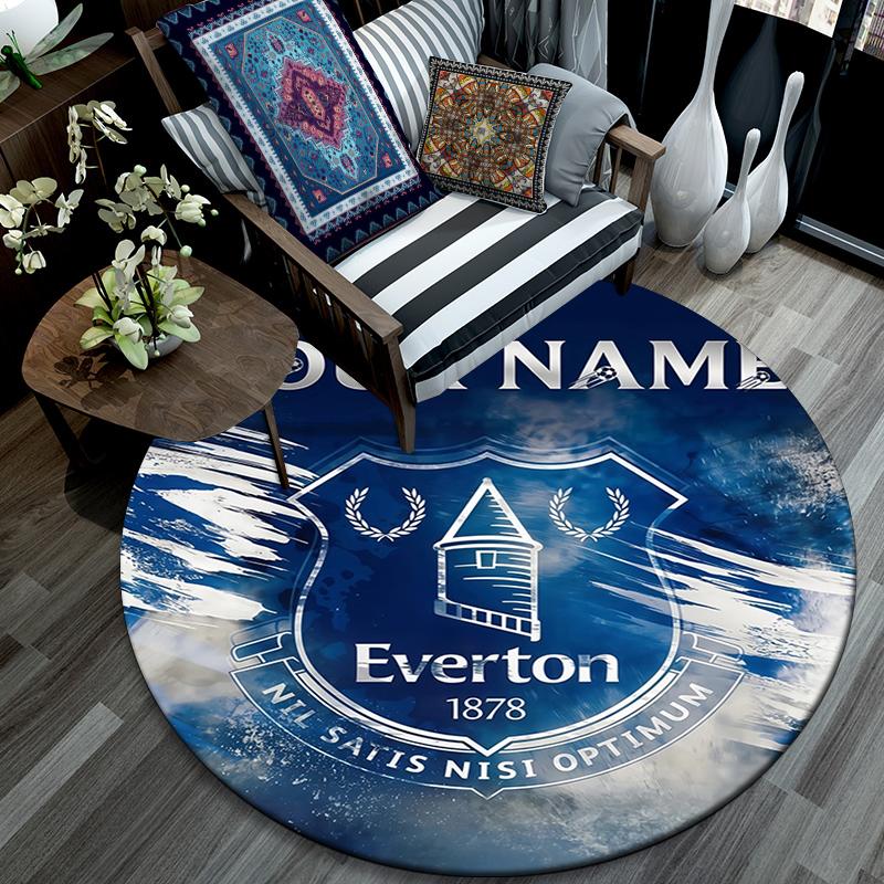 Custom Name,Everton FC pattern round rug,Carpet Rug for Living Room Bedroom Playroom ,Non-slip Floor Mat,Holiday Gifts and Birthday Gifts.