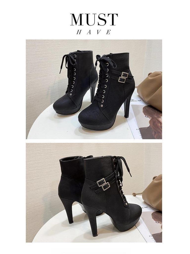 2025 Autumn/Winter Women's Versatile Stiletto Ankle Boots - Slimming Retro High Heel Martin Style