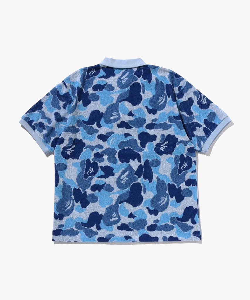 Beipeu Abc Camo Pile Jacquard Relaxed Fit Polo Shirt (M) Blue