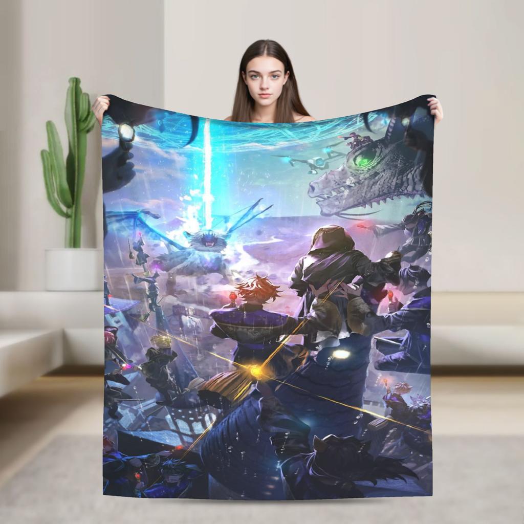 Twisted-Wonderland Blanket Malleus Draconia Cartoon Game Flannel Awesome Warm Throw Blankets for Home Restaurant Spring Autumn