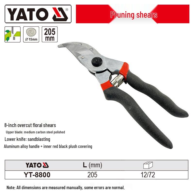 YATO Garden Shears for Pruning, Grafting, and Cutting Thick Branches