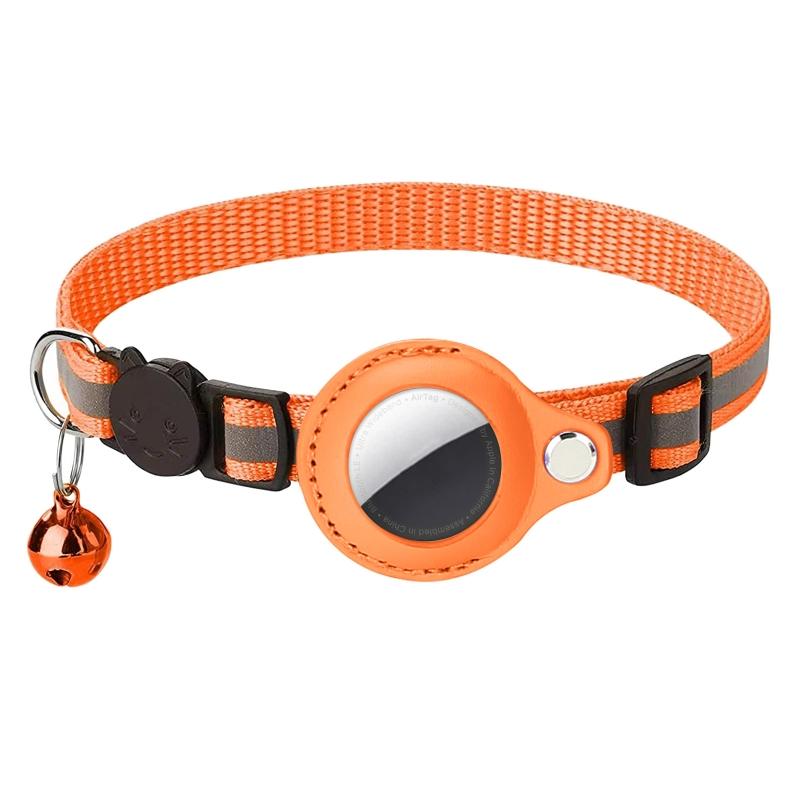 Dog Collar for Locator Break Away Pet Collars Holder with Removable Bell for Small Dogs and Cats оранжевый