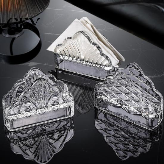 Anti-tip Paper Towel Dispenser Tissue Holder, Crystal Glass Modern Style, Durable Scratch-Resistant Napkin Holder for Restaurant Organizer,
