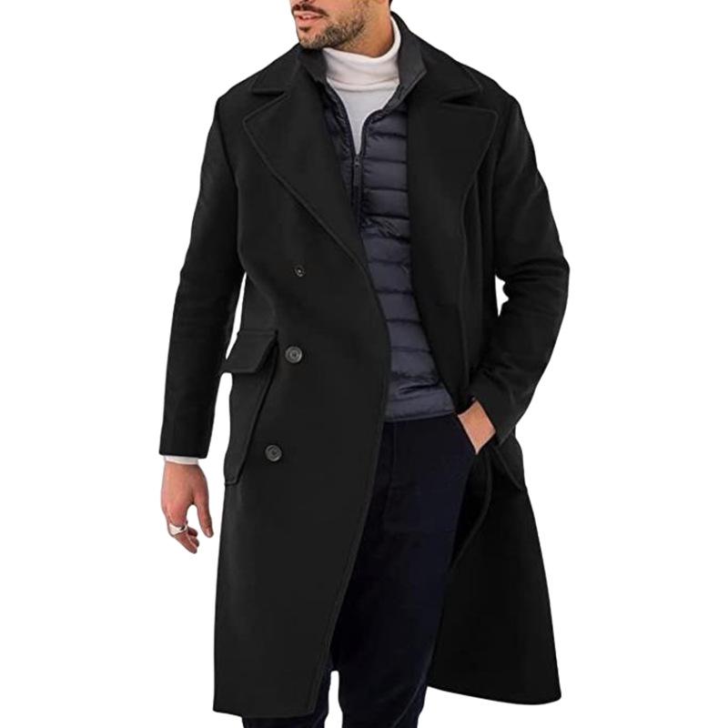 Men's Woolen Double-Breasted Coat - 2023 Autumn/Winter Collection