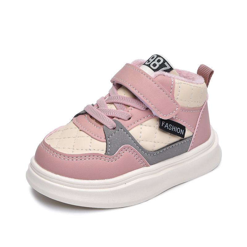 Winter Kids' Plus Velvet Mid-Top Sneakers: Warm Cotton Sports Shoes for Boys and Girls