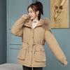 Small Velvet Thickened Parka Women's Short Waisted Cotton Coat New Large Fur Collar Cotton Winter Coat