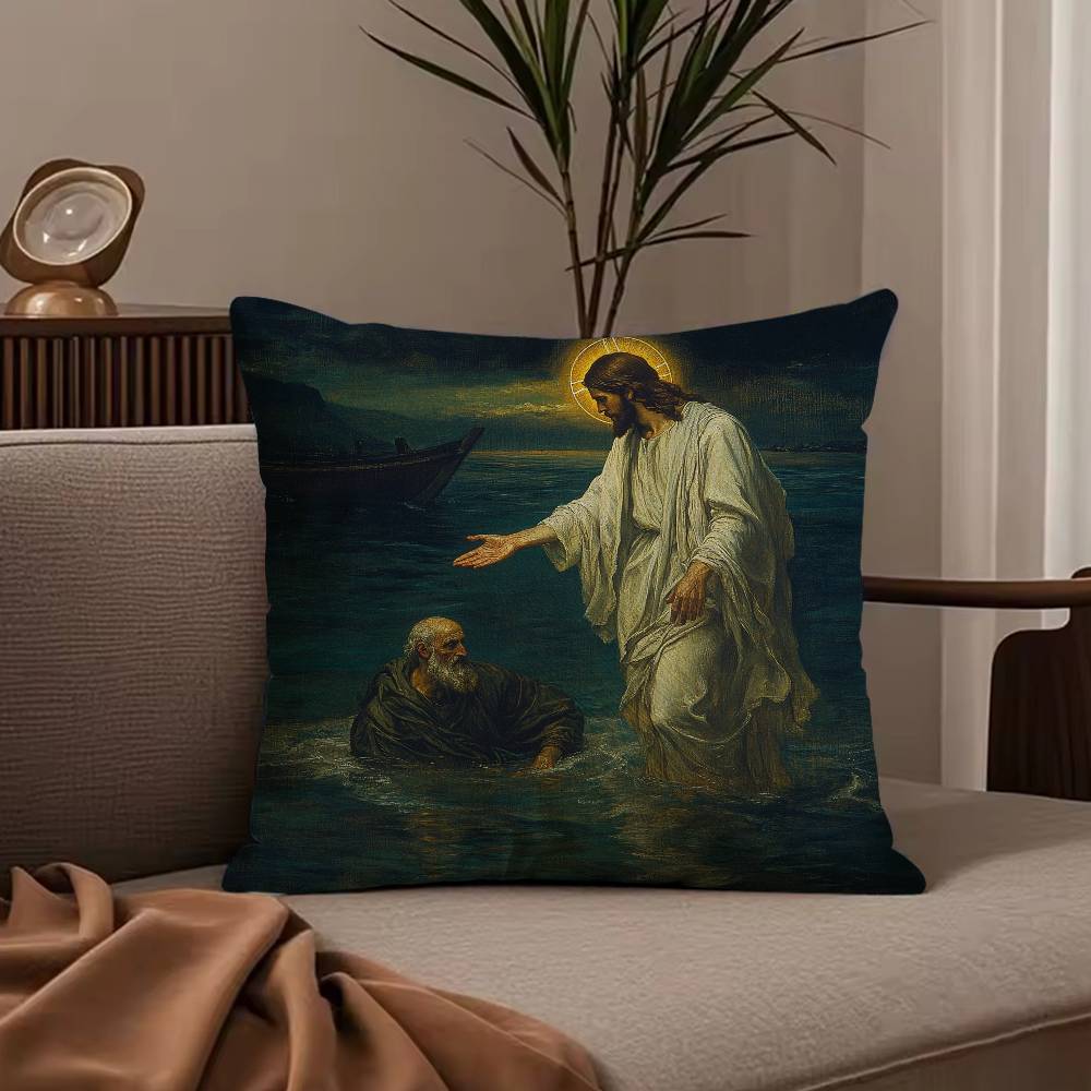 Anime J-Jesus Pillow Case Anti-dustmite Pillowcase Invisible zipper silky short plush Sofa cushion cover
