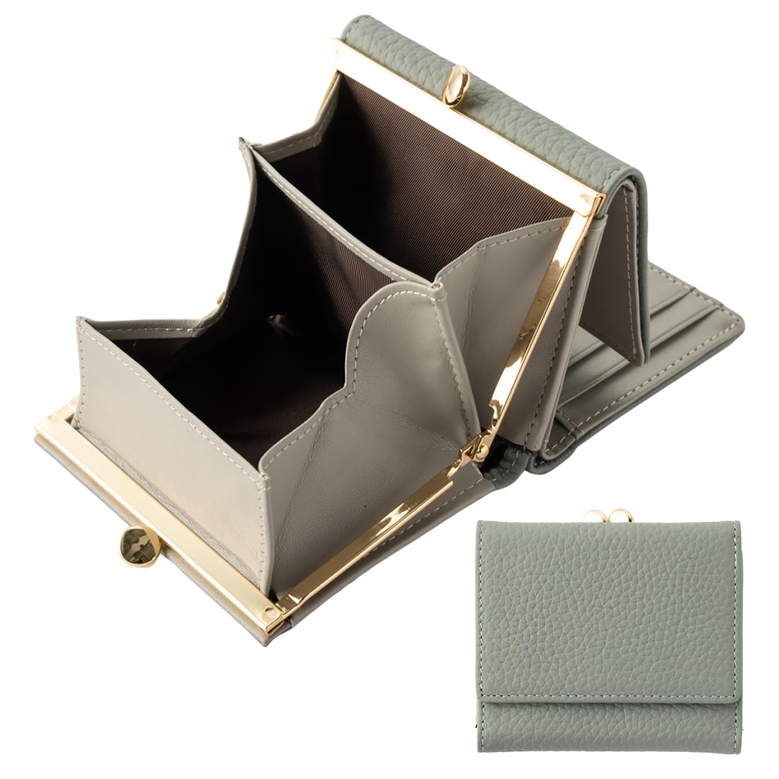 

PURCHIC Mini Wallet with Genuine Compact and with Skimming Keeps Bills and Easily Accesses Coins Blue x Mocha Women s Tri-fold Leather, Small,