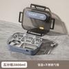 Lunch Box Acciaio Inox 2800ml Contenitore Bento 5 Scomparti per Adulti Adatto al Microonde Con Set Cucchiaio Forchetta