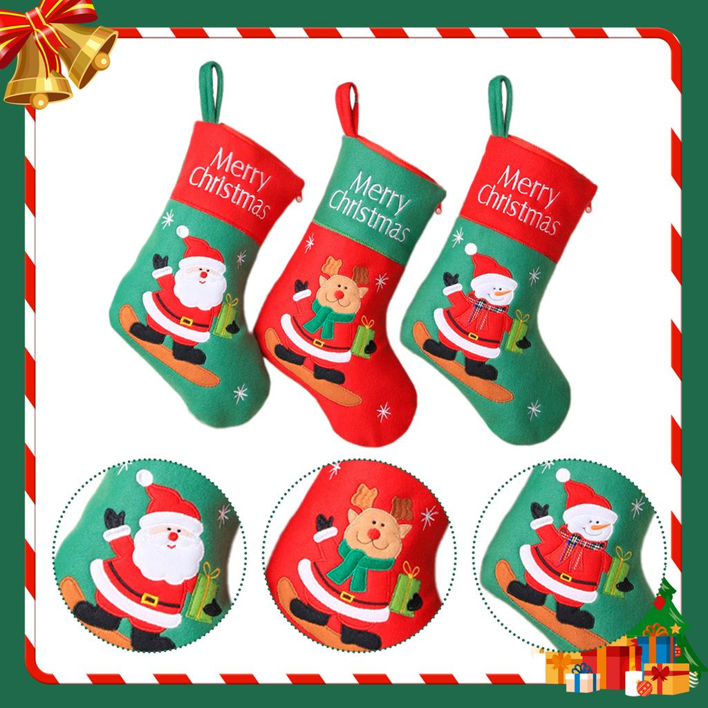 3Pcs Xmas Sock Kit Ornaments Xmas Stockings Christmas Decorative Stocking for Xmas Tree Restaurant Bedroom Family Holiday