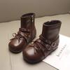 Children's Fashion Soft Bottom Ankle Boots Girls Bow Leather Boots