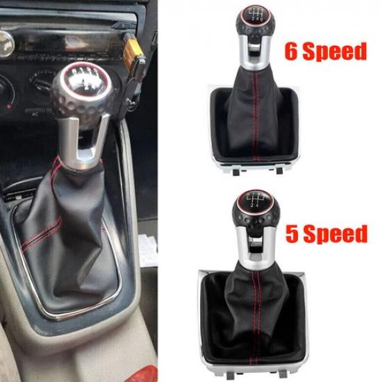 Shift Knob Gaiter Boot Car Gear Shift Knob Stick 5 Speed For VW Golf7 A7 MK7 GTI