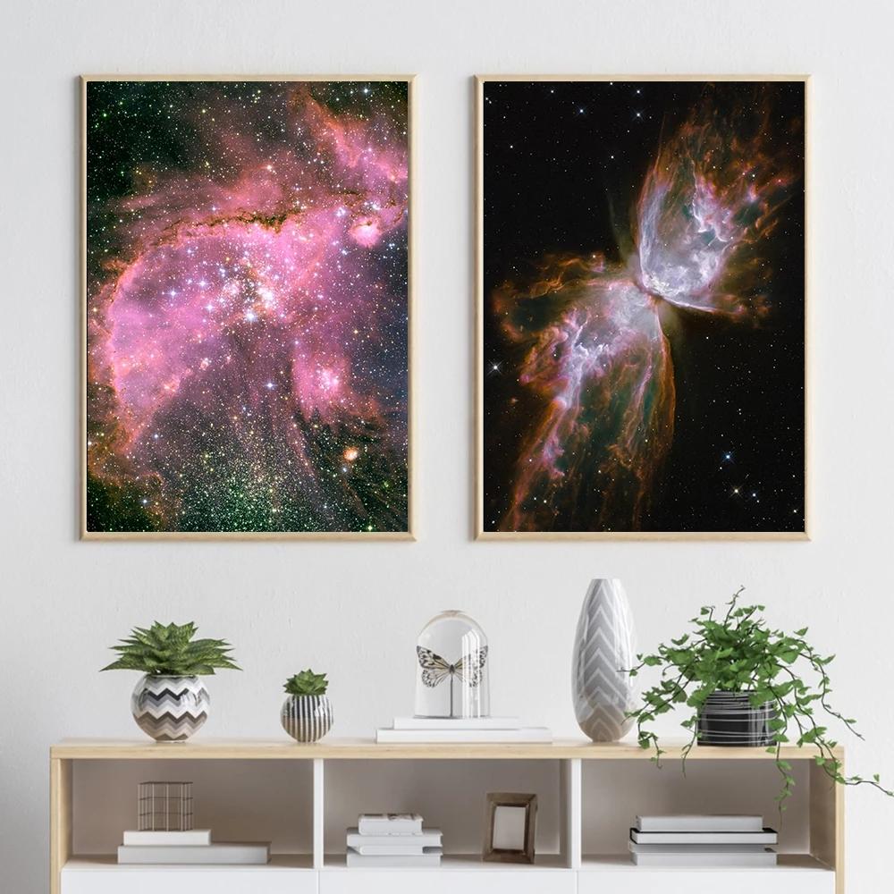 Masivní dřevěný rám Planeta Astronaut Plakáty Galaxy Psychedelické obrazy Vesmírné fotografie Nástěnné umění Obraz na plátně Obraz do obývacího pokoje Domácí dekorace