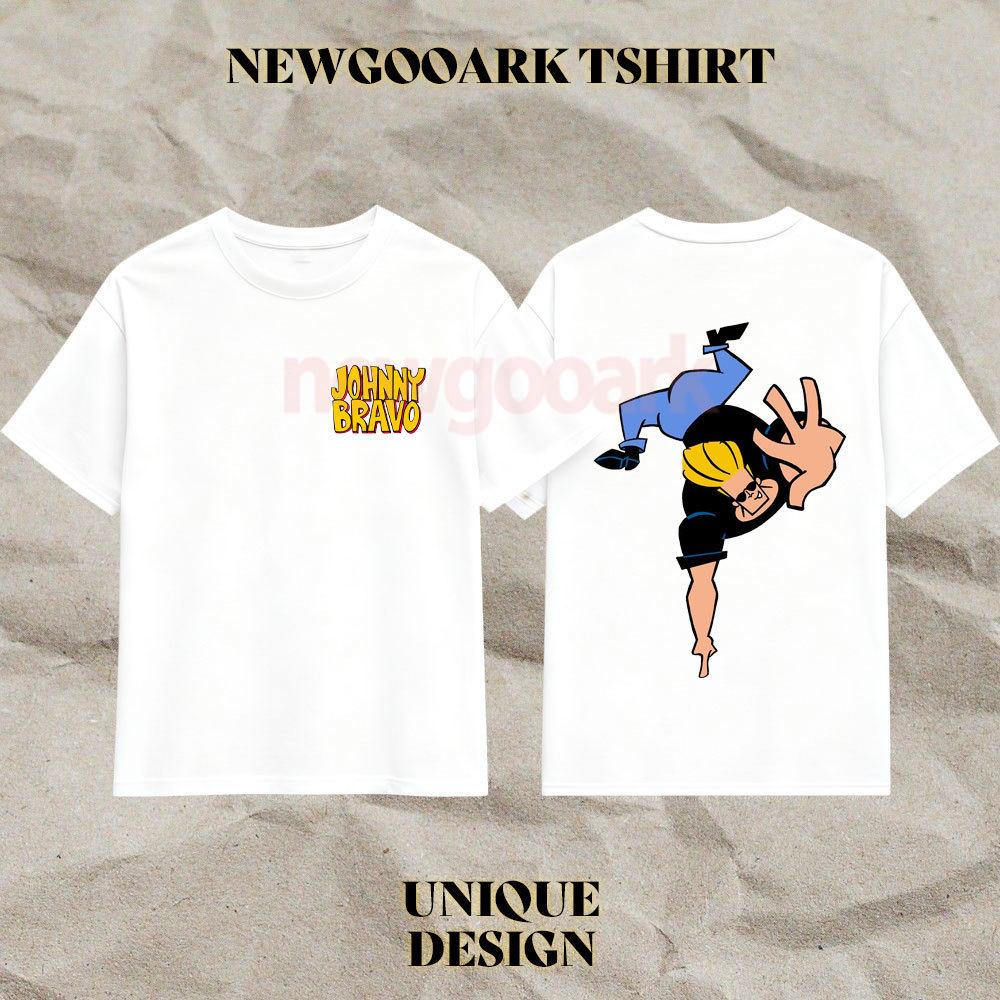 Johnny Bravo Grafik T-Shirts Herren Frau Baumwolle T-Shirts Rundhals Hübsch 90er Cartoons Cartoon T-Shirt Kurzarm Tops Klassisch