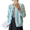 Autumn and Winter New Casual Versatile Solid Color Sweater Jacket Women's Retro Loose Lazy Wind Knitted Cardigan