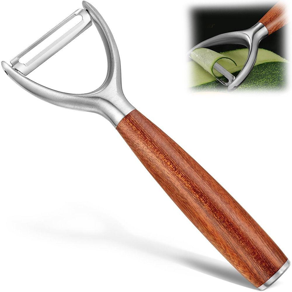 Premium Kitchen Peeler Stainless Steel Multi-functional Fruit Peeler Real Wood Handle Ultra Sharp Blade Vegetable Peeler