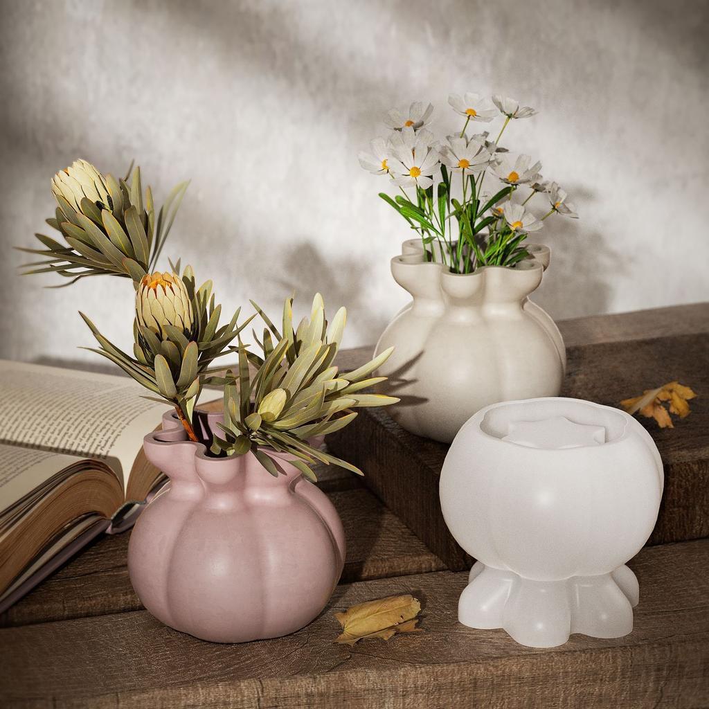 Creative Vase Silicone Mold Lotus Lucky Bag Shaped Vase DIY Resin Plaster Clay Cement Decorative Ornament Vase Mold Home Decor