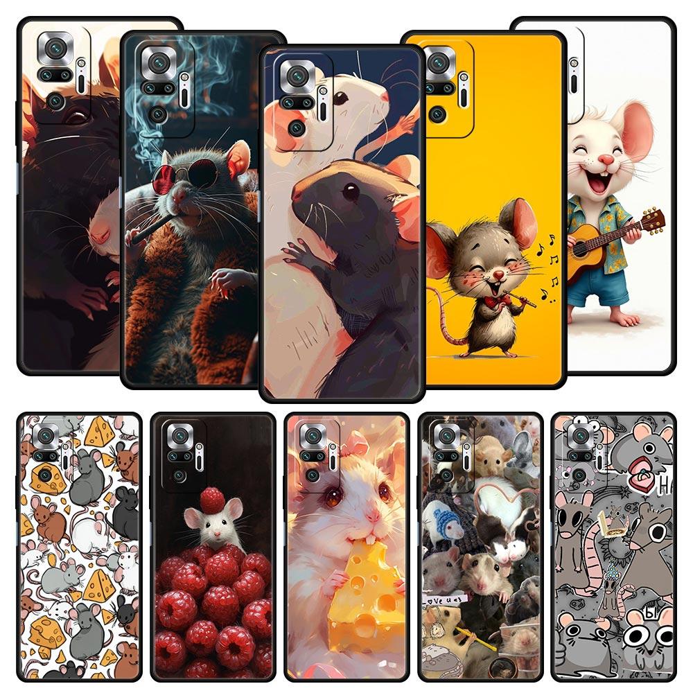 Phone Case Cover for Redmi 14C 10C Note 15 14 13 12 10 11 Pro Plus K40 5G Soft TPU Shockproof Fundas Funny Rock And Roll Mouse