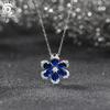 ORSA JEWELS Shiny Created Sapphire Flower Pendant 925 Silver 5A CZ Necklace Engagement Wedding Jewelry for Women LZN17