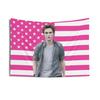 Robert Pattinson Rosa Amerikanische Flagge Wandteppich, Lustiger Promi Meme Wandbehang, für Schlafzimmer Studentenwohnheim College Party Dekor