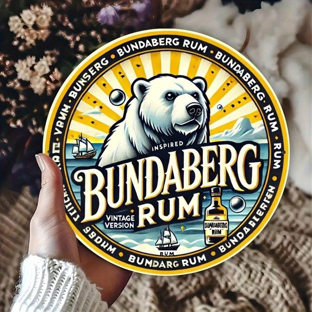 Vintage Metallschild Bundaberg Rum 20x20 cm, Blechposter Wandkunst Bar Dekoration