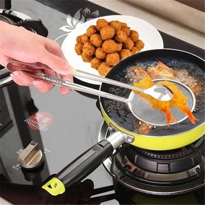 Frittierölfilterclip Abgießer Lebensmittelclip Ölleckageclip Küchensieb Edelstahl Frittierte Lebensmittelschaufel Ölfilter