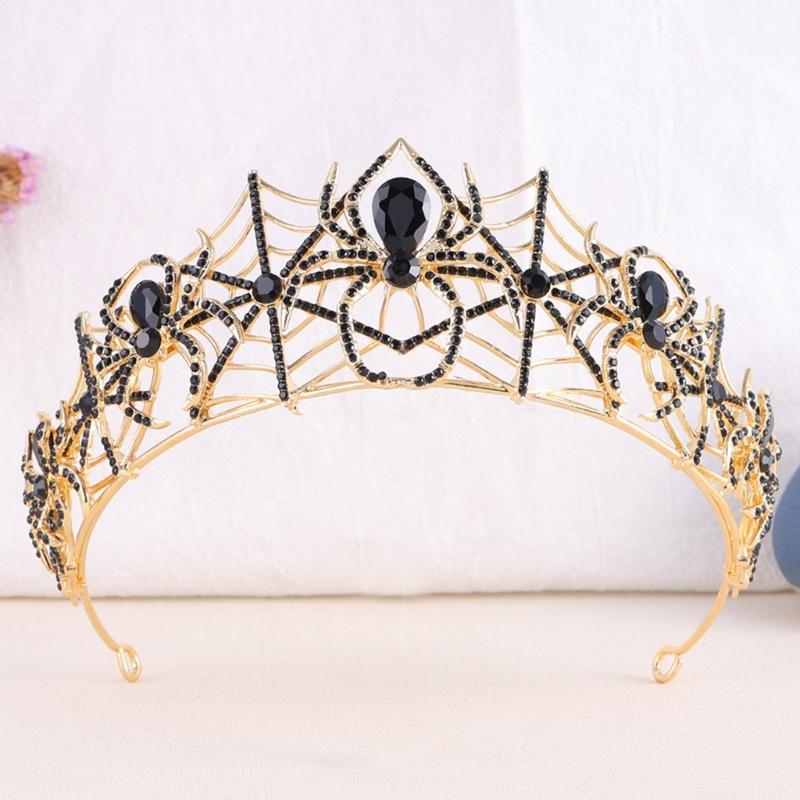 Gotisches Netz-Haarschmuck für Halloween-Kostüme, Funkelndes Strass-Haarreif für Partys, Cosplay, Feiertagskleidung und Fotos
