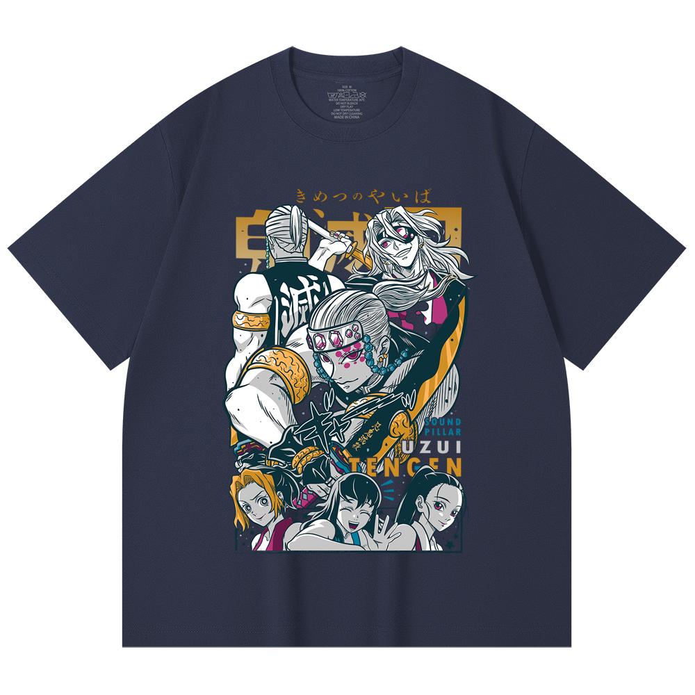230 Gsm 100% Cotton Demon Slayer V65 Uzui Print Unisex Heavy Cotton T Shirt