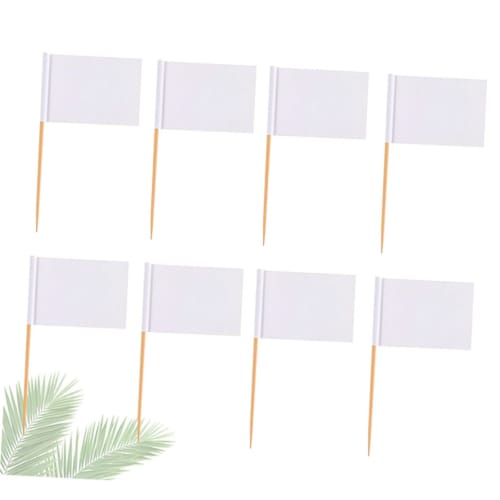 NUOLUX 200pcs Toothpick Flags, White Tags, Cup Flag Labels, Paper Flag Picks, Plant Labels, Toothpicks for Food, Plant Tags, Fruit Cake, White Flags,