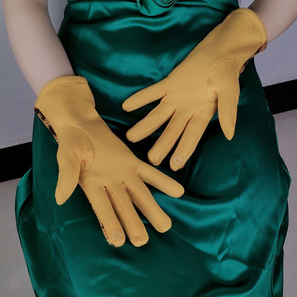 Fleece Lined Winter Warm Gloves Faux Animal Leather Faux Suede Gloves For Driving Riding
