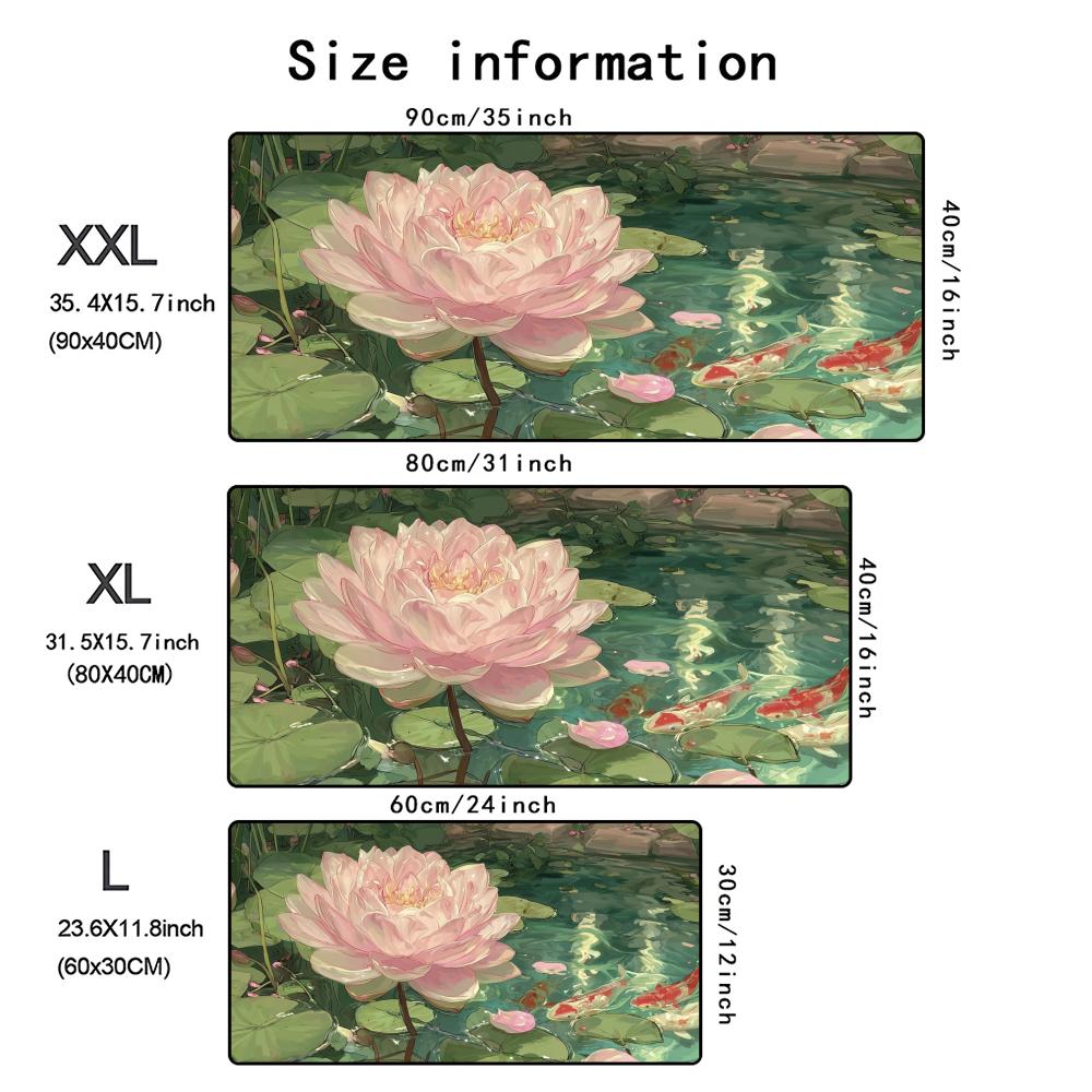 Lotus Flower Mouse Pad Large E-sport Mousepads PC Gaming Office Home Rubber Stitched Edge Rubber Anti-Slip Gamer Long Mousepad