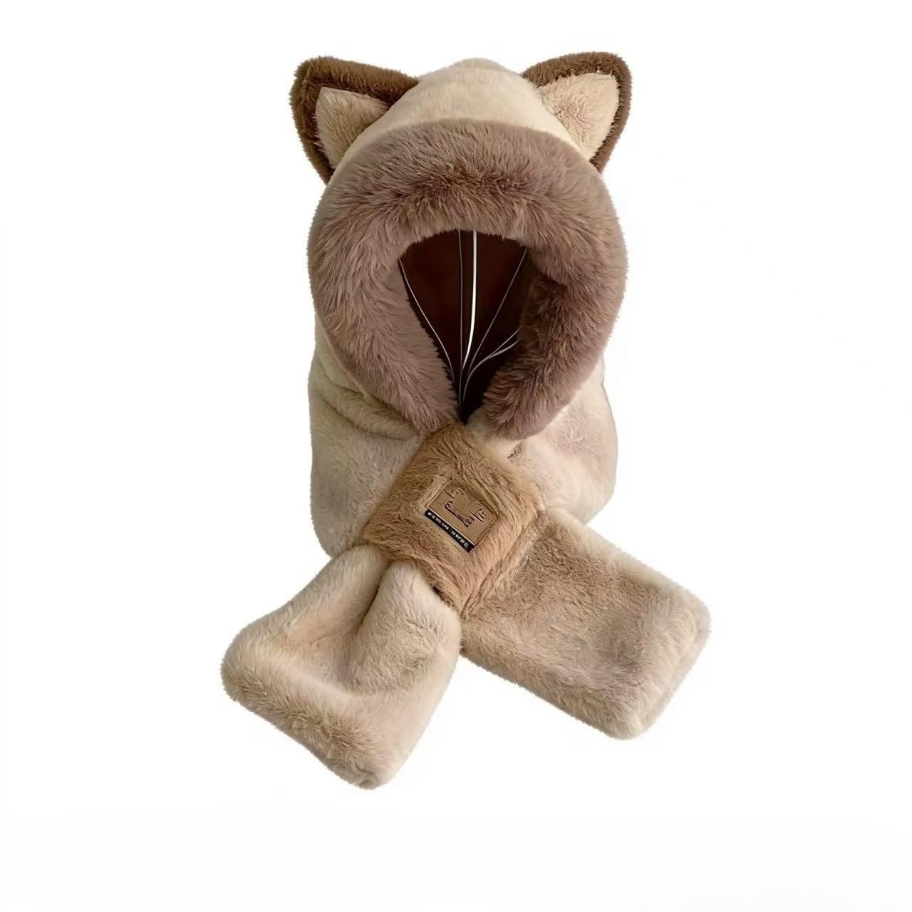 

3-in-1 Thermal Earflap Hood Scarf - Windproof Fleece - Lined Neck Gaiter & Beanie for Cycling & Daily Winter Wear