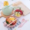 Wheat Straw Noodle Bowl Set - 5-Piece: Rice Bowl, Chopsticks, Fork, Spoon. Perfect for Students. Ideal for Instant Noodles. Household Use.
